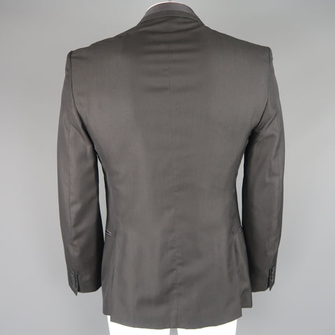 JUST CAVALLI 42 Black Wool Blend Satin Piping Peak Lapel Sport Coat Jacket