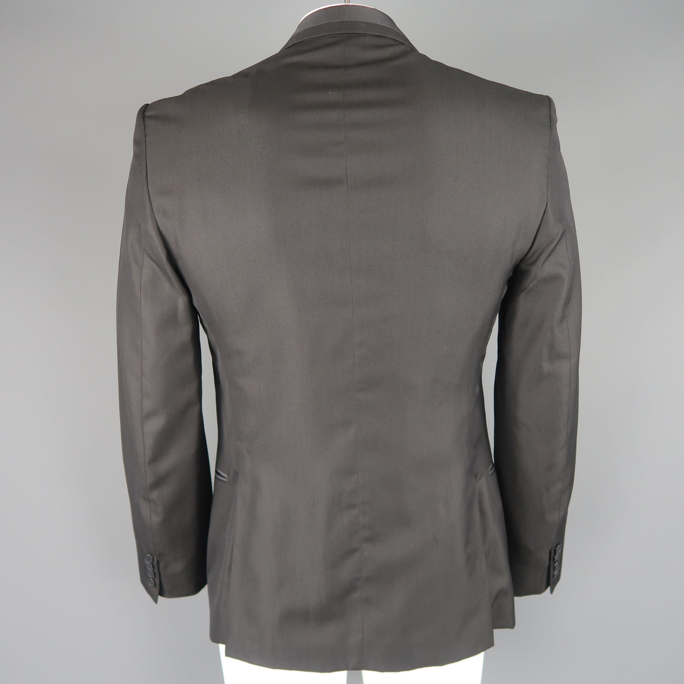 JUST CAVALLI 42 Black Wool Blend Satin Piping Peak Lapel Sport Coat Jacket