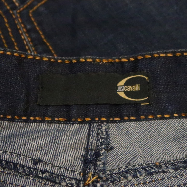 JUST CAVALLI Size 31 Indigo Contrast Stitch Denim 31 Button Fly Jeans