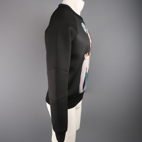 JUUN.J Size XS Black ALEX and FELIX Graphic Neoprene Sweatshirt