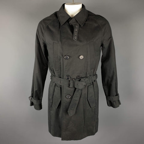 KAI AAKMANN L Black Cotton Double Breasted Trenchcoat