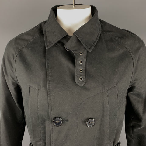 KAI AAKMANN L Black Cotton Double Breasted Trenchcoat