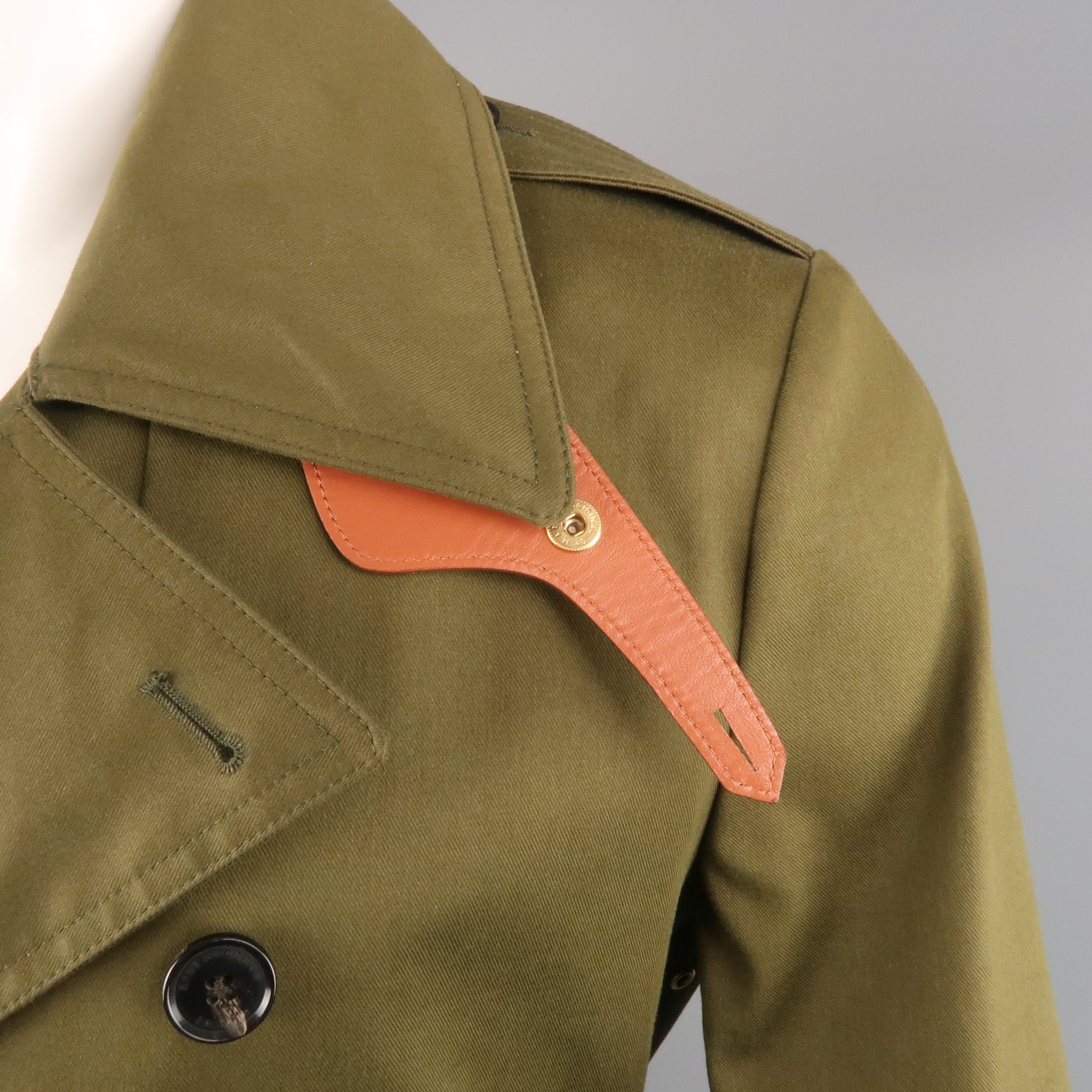 KENT CURWEN S Olive Solid Cotton Notch Lapel Trenchcoat – Sui