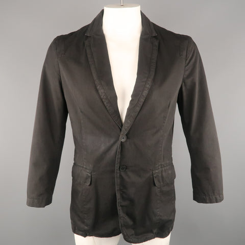 KENZO L Regular Black Solid Cotton Notch Lapel  Sport Coat