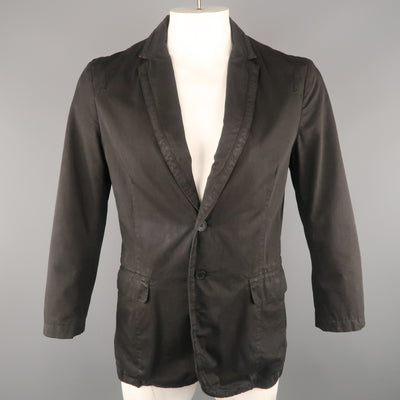 KENZO L Regular Black Solid Cotton Notch Lapel  Sport Coat