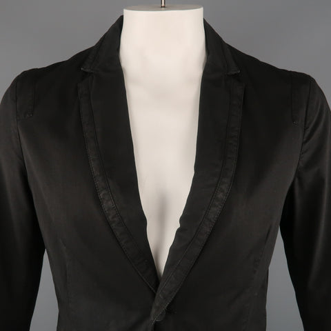 KENZO L Regular Black Solid Cotton Notch Lapel  Sport Coat