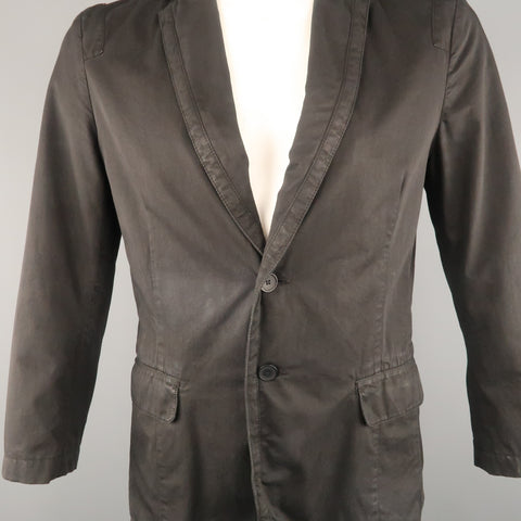 KENZO L Regular Black Solid Cotton Notch Lapel  Sport Coat