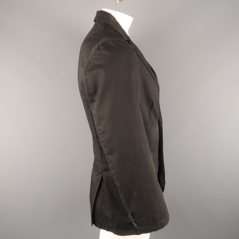 KENZO L Regular Black Solid Cotton Notch Lapel  Sport Coat