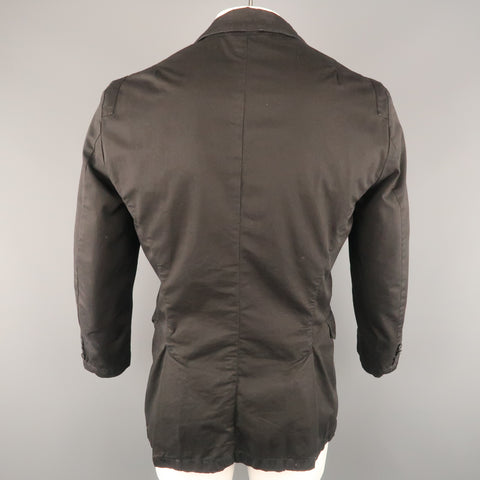 KENZO L Regular Black Solid Cotton Notch Lapel  Sport Coat