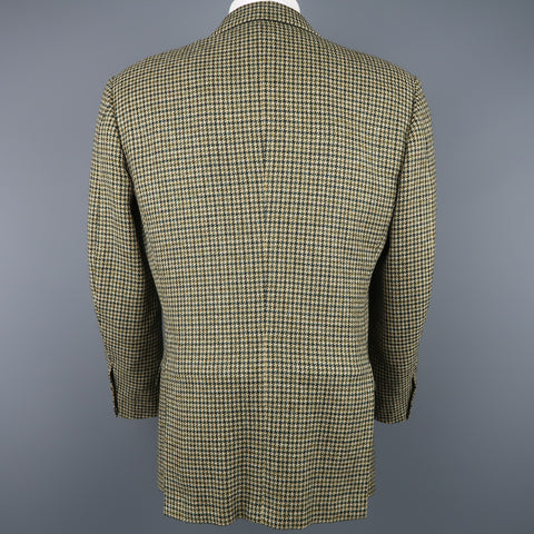 KITON 40 Abrigo deportivo con solapa de muesca de lana/cachemir y pata de gallo en verde y dorado tostado