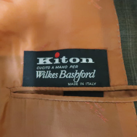 KITON 42 Regular Brown & Orange Pinstripe Cashmere 3 Button Notch Lapel Suit