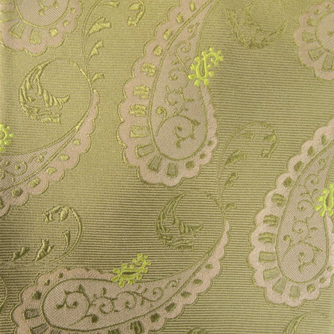 KITON Light Green Beige Paisley Print Silk Tie