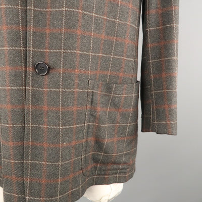 KITON for WILKES BASHFORD 40 Charcoal Plaid Cashmere Notch Lapel  Sport Coat