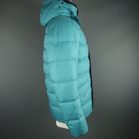 KJUS L Teal Quilted Down Filled Polyester Hooded Ski Parka Jacket