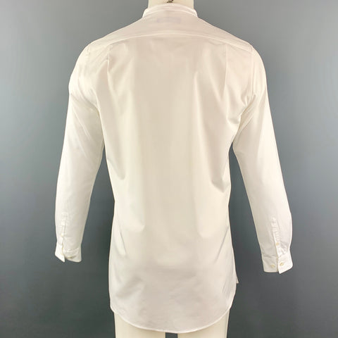 KNOTT Size S White Cotton Nehru Collar Tuxedo Short Sleeve Shirt