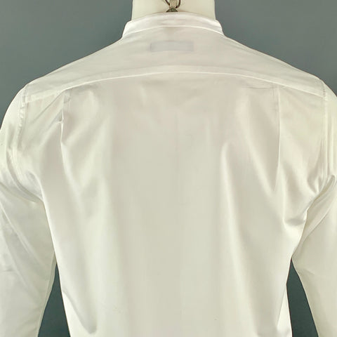 KNOTT Size S White Cotton Nehru Collar Tuxedo Short Sleeve Shirt