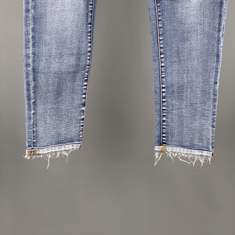 KOLLAR Size 32 x 29 Blue Distressed Denim Button Fly Jeans