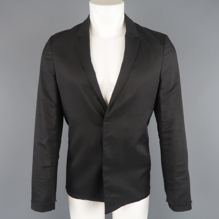 KRIS VAN ASSCHE 36 Regular Black Layered Raw Edge Wool Sport Coat