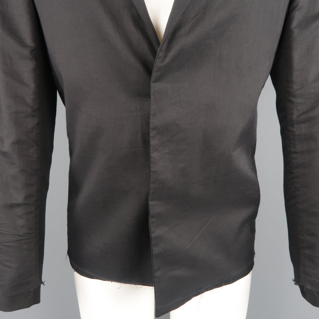 KRIS VAN ASSCHE 36 Regular Black Layered Raw Edge Wool Sport Coat