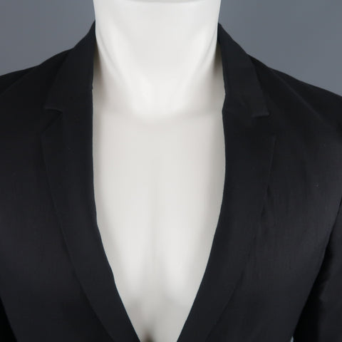 KRIS VAN ASSCHE 36 Regular Black Layered Raw Edge Wool Sport Coat