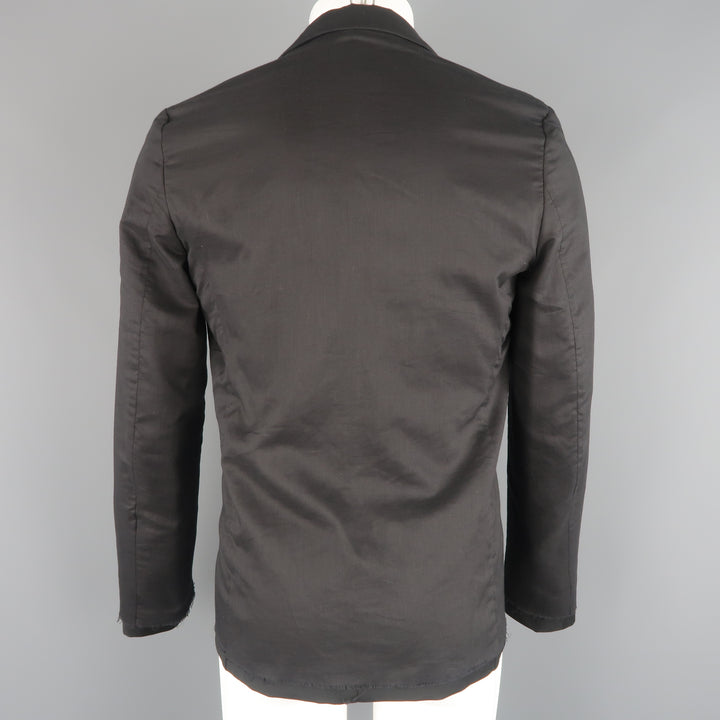 KRIS VAN ASSCHE 36 Regular Black Layered Raw Edge Wool Sport Coat