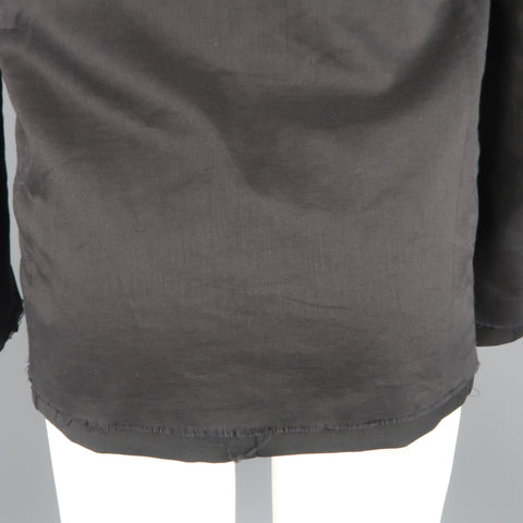 KRIS VAN ASSCHE 36 Regular Black Layered Raw Edge Wool Sport Coat