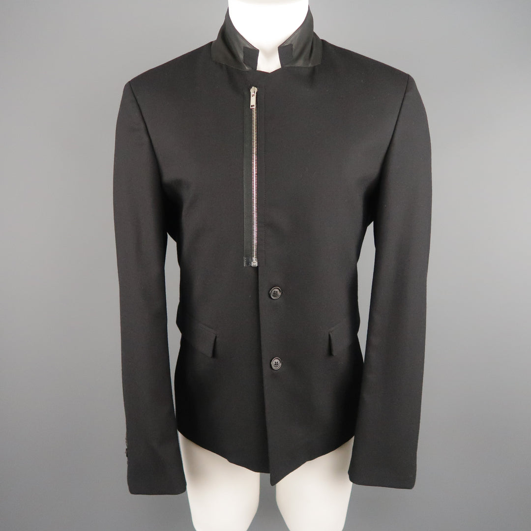 KRIS VAN ASSCHE 42 Short Black Wool Blend Sport Coat