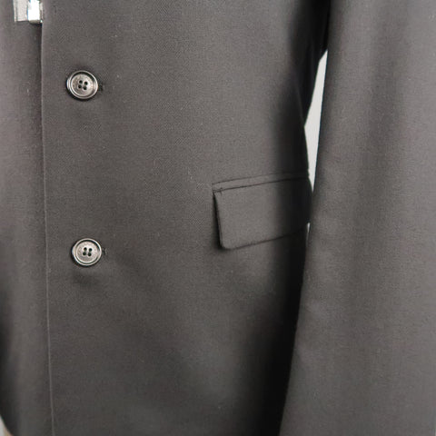 KRIS VAN ASSCHE 42 Short Black Wool Blend Sport Coat