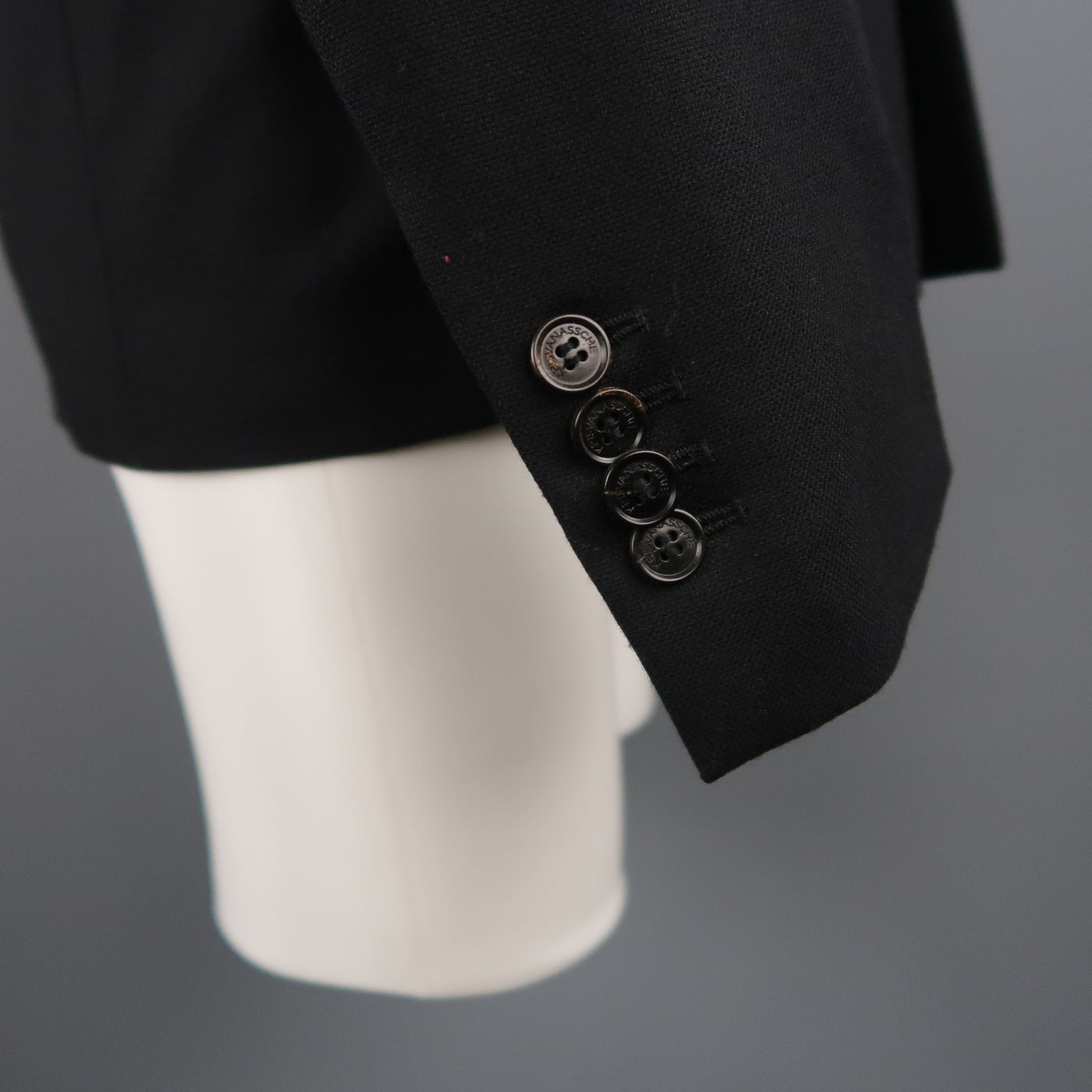 KRIS VAN ASSCHE 42 Short Black Wool Blend Sport Coat