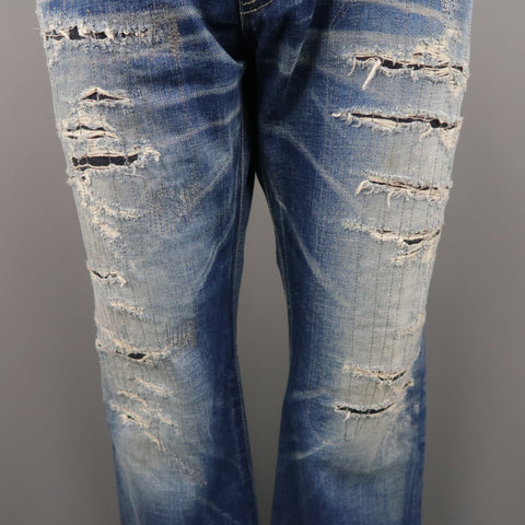 KZO Size 36 Indigo Distressed Denim Jeans