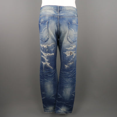 KZO Size 36 Indigo Distressed Denim Jeans
