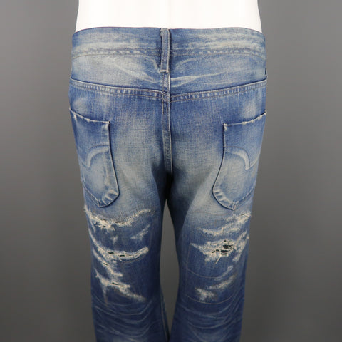 KZO Size 36 Indigo Distressed Denim Jeans