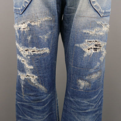 KZO Size 36 Indigo Distressed Denim Jeans