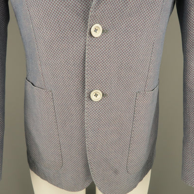 L.B.M. 1911 34 Short Blue & Burgundy Polka Dot Cotton Notch Lapel Sport Coat