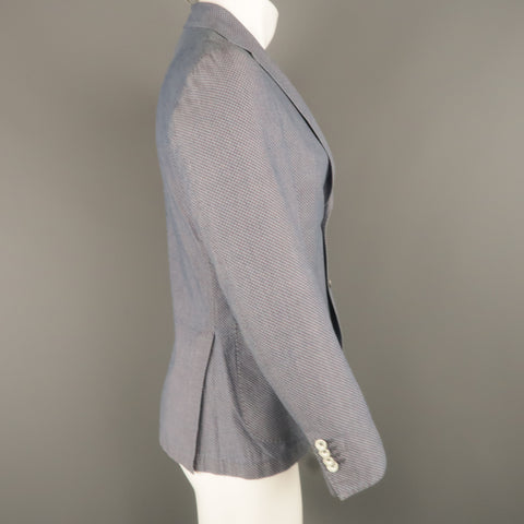 L.B.M. 1911 34 Short Blue & Burgundy Polka Dot Cotton Notch Lapel Sport Coat