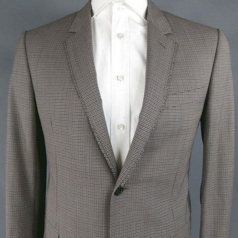 LANVIN 42 Regular Plaid Grey Wool Blend Suit