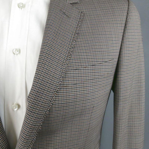 LANVIN 42 Regular Plaid Grey Wool Blend Suit