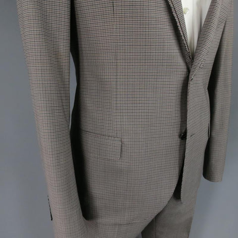 LANVIN 42 Regular Plaid Grey Wool Blend Suit
