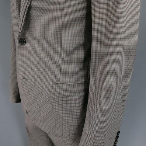 LANVIN 42 Regular Plaid Grey Wool Blend Suit