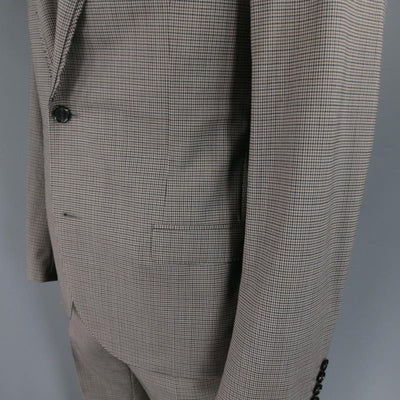 LANVIN 42 Regular Plaid Grey Wool Blend Suit