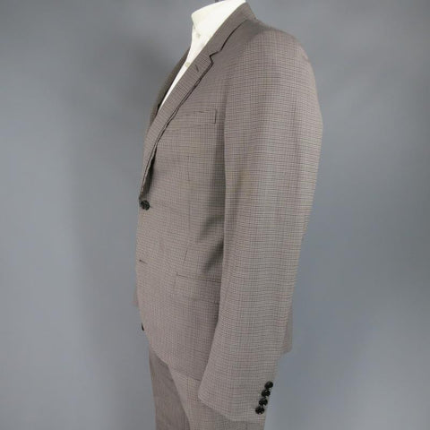 LANVIN 42 Regular Plaid Grey Wool Blend Suit