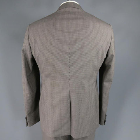 LANVIN 42 Regular Plaid Grey Wool Blend Suit