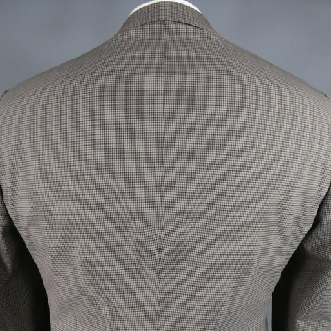 LANVIN 42 Regular Plaid Grey Wool Blend Suit