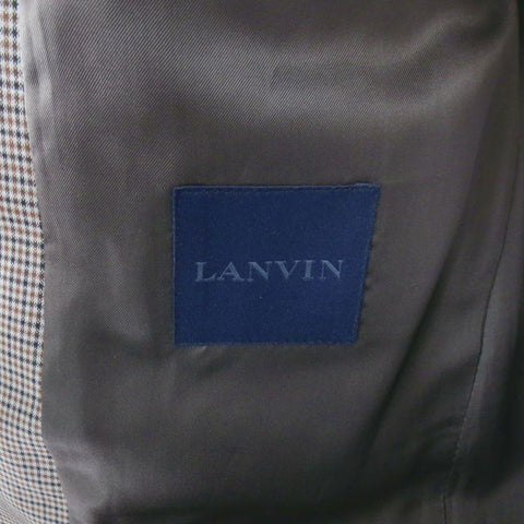 LANVIN 42 Regular Plaid Grey Wool Blend Suit