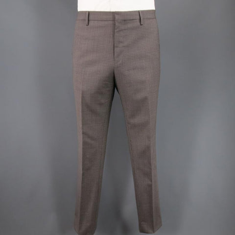 LANVIN 42 Regular Plaid Grey Wool Blend Suit