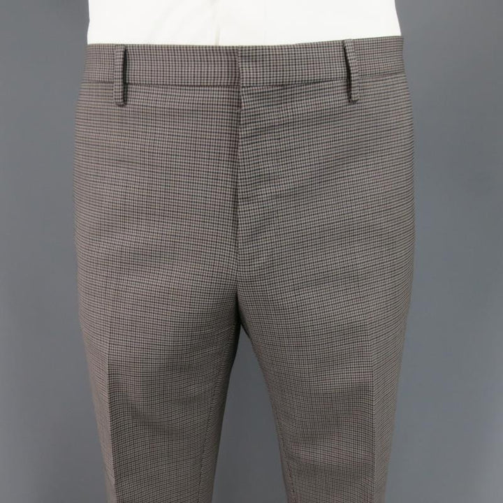 LANVIN 42 Regular Plaid Grey Wool Blend Suit