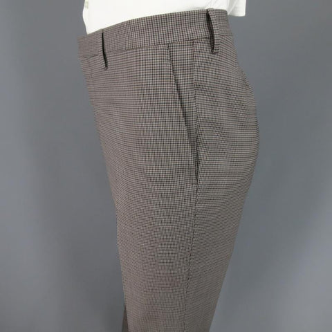 LANVIN 42 Regular Plaid Grey Wool Blend Suit