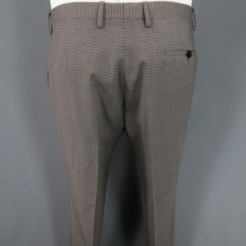 LANVIN 42 Regular Plaid Grey Wool Blend Suit