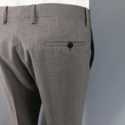 LANVIN 42 Regular Plaid Grey Wool Blend Suit
