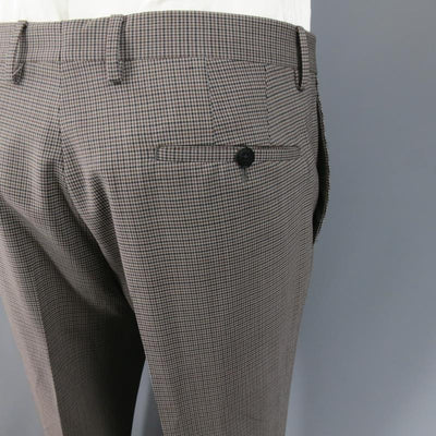 LANVIN 42 Regular Plaid Grey Wool Blend Suit